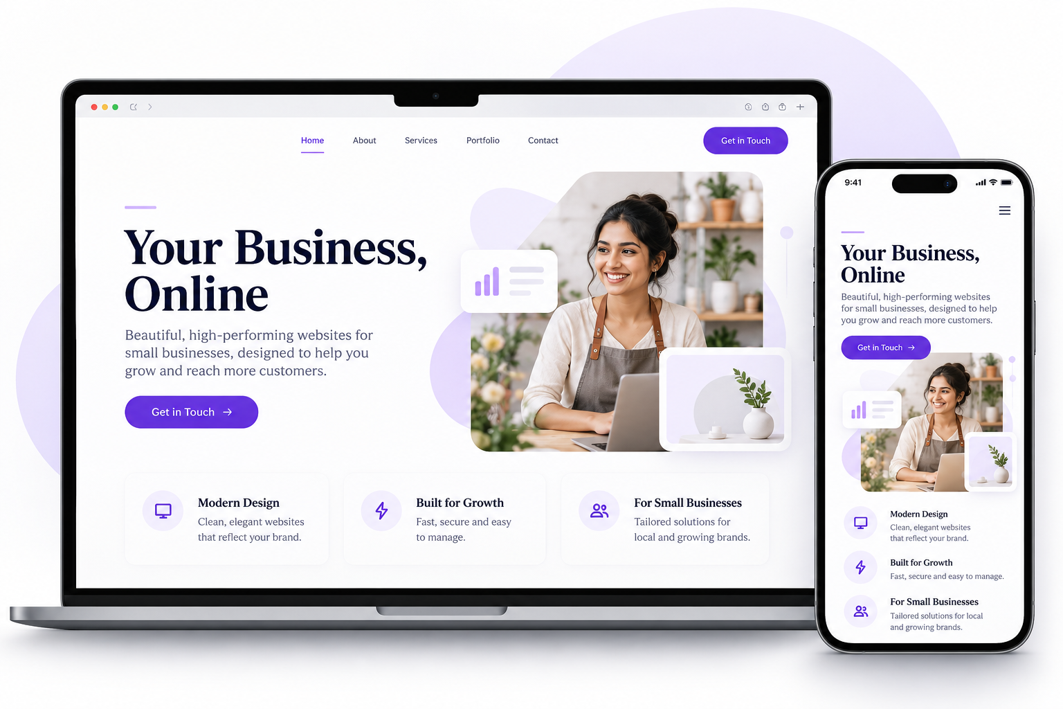 Responsive business website design displayed on desktop and mobile